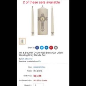Wedding unity candle sets, new in box